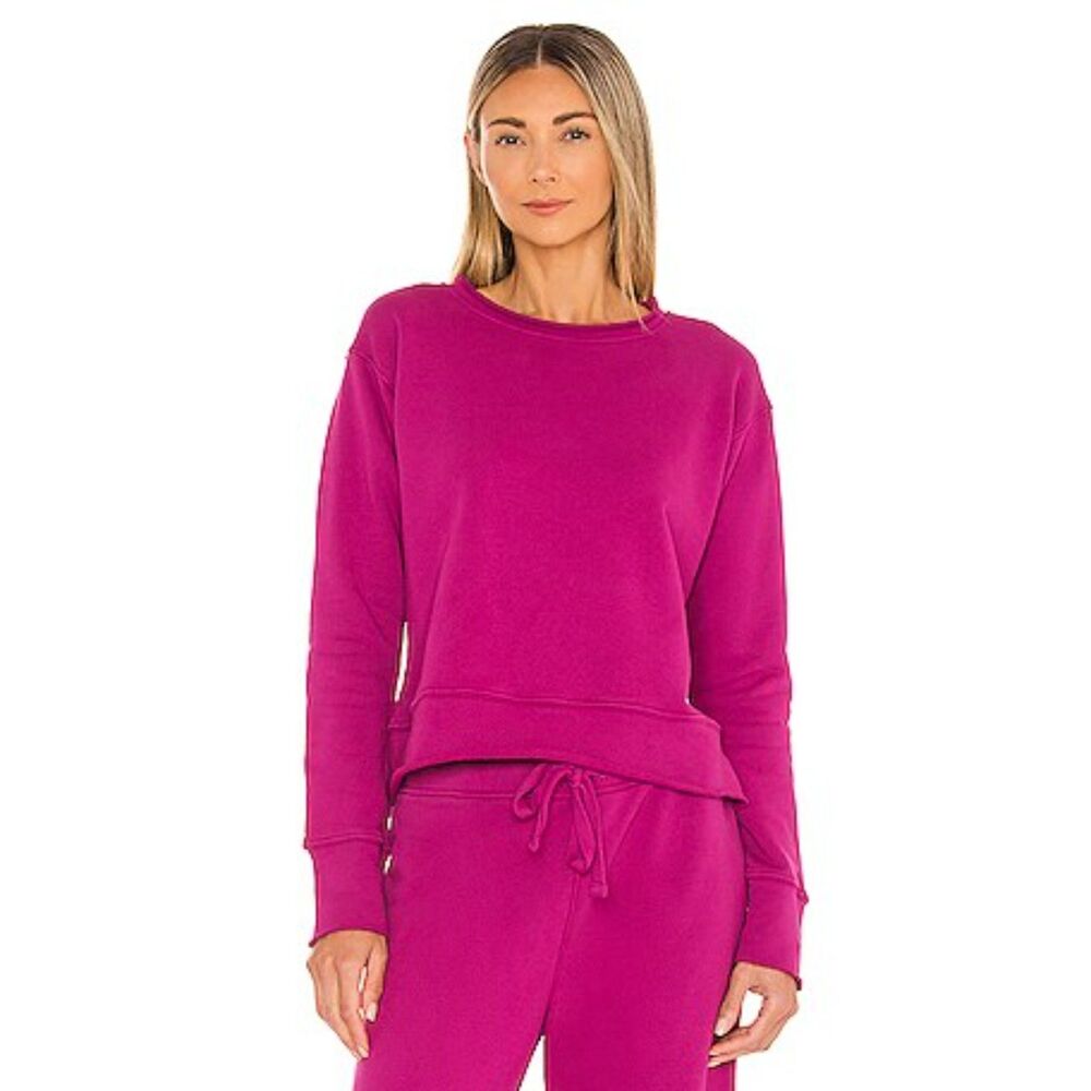 Frank & Eileen Boyfriend Crew Neck Sweatshirt XS Fuchsia Boxy Fit Loungewear